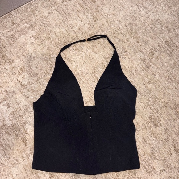 Oh Polly Black Halter Crop Top - Picture 1 of 2